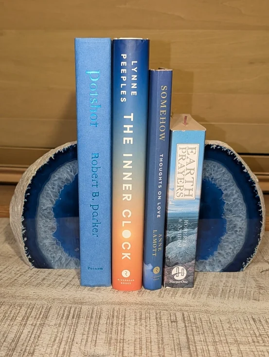 Pair Of Agate Geodes Bookends or Design Pieces Cobalt Blue + Tiny Druzy Pockets - Picture 12 of 13